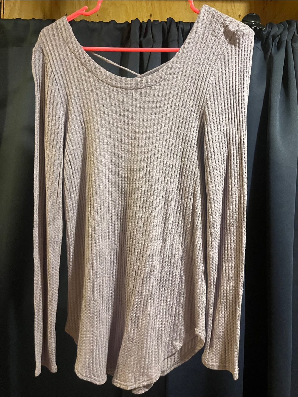Chaser lilac Ribbed Waffle Long Sleeve Tee with open back